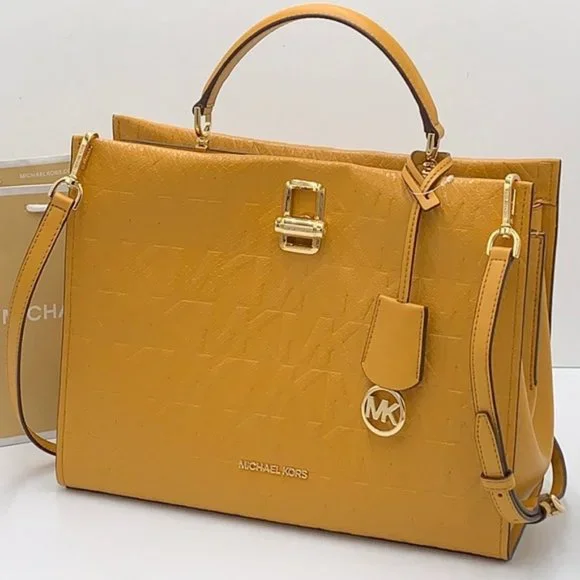 Michael Kors Penelope Large Top Handle Satchel Marigold Color - Picture 4 of 15